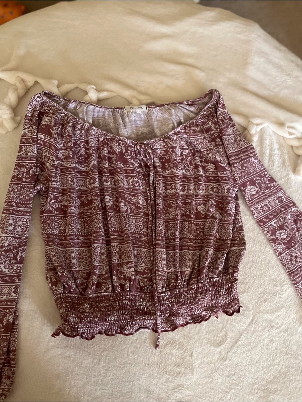 Persaya Purple off shoulder cotton Top size s/m